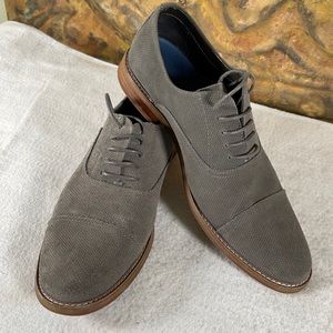 LAST CALL ECCO Leather Cap Toe Lace-Up Oxfords Gray Grey 44M